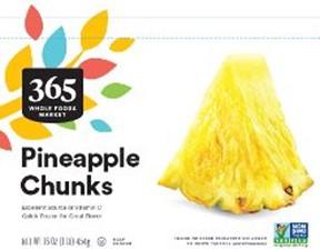Image 6 - Labeling, 365 Pineapple Chunks packaged in a 16-ounce plastic bag 