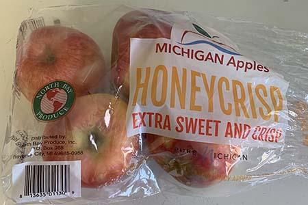“Honeycrisp apples North Bay Produce Michigan Apples 3lb. Plastic Bag”