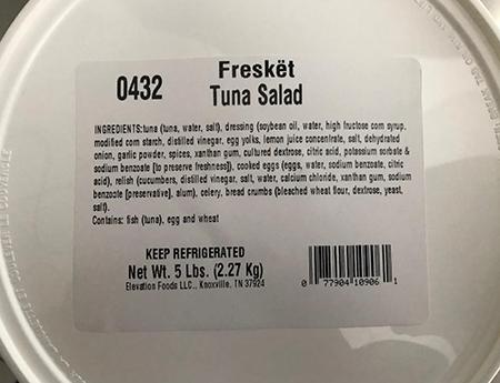 “Product top image, bar code Freskët -brand Tuna Salad 5 Lbs”