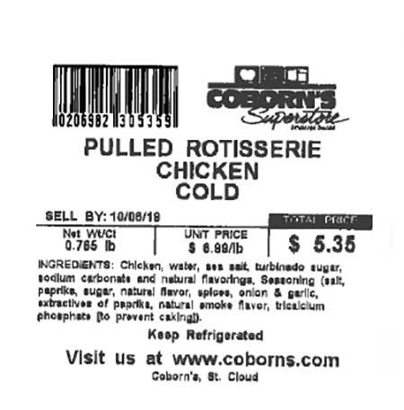 Label, Pulled Rotisserie Chicken Cold