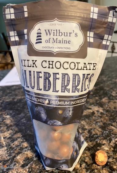 Product image front labeling Wilbur’s of Maine Chocolate Confections Milk Chocolate covered blueberries