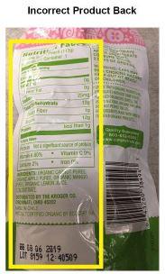 Incorrect Product Back, ingredient statement