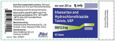 Label, Irbesartan HCTZ 300 mg 12.5 mg strength, 90 count bottle