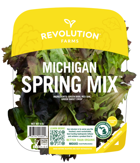 Image 4 – Labeling, Revolution Farms, Michigan Spring Mix, 5oz