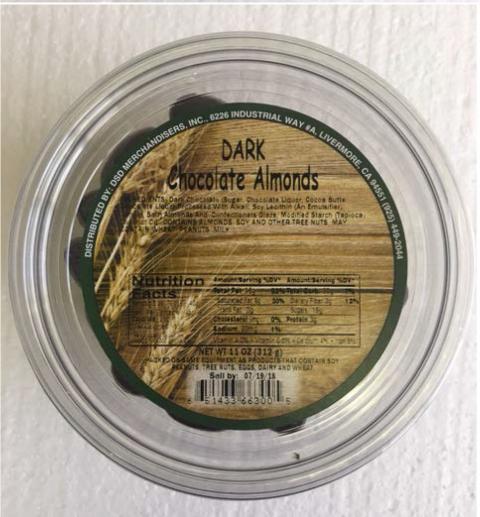 Photo Container Top with Label Dark Chocolate Almonds