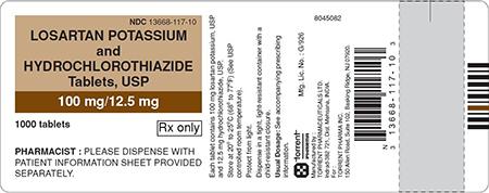 Brown/White Label, losartan potassium and hydrochlorothiazide tablets 100 mg/12.5 mg, 1000 count
