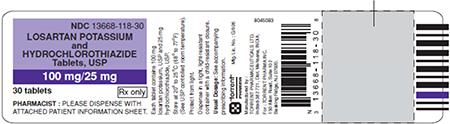 Purple/White Label, losartan potassium and hydrochlorothiazide tablets 100 mg/25 mg, 30 count