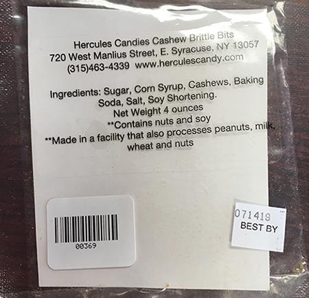 “Ingredients and “Best By” date of 7/14/19 and a barcode number of 00369” 