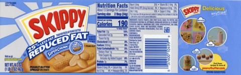 JAR LABEL - BEST IF USED BY MAY0523 and MAY0723 – SKIPPY, REDUCED FAT, SUPER CHUNK, PEANUT BUTTR, 16.3 OZ.