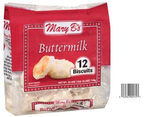 Product image and UPC 2059300015 MARY B’S BUTTERMILK BISCUITS 26.4OZ.jpg