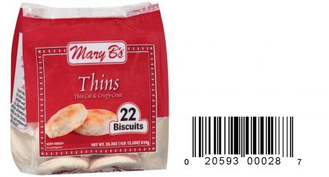 Product image and UPC 2059300028 MARY B’S THIN BUTTERMILK BISCUITS 28.6OZ.jpg