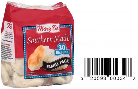Product image and UPC 2059300034 MARY B’S SOUTHERNMADE FAMILY PACK BISCUITS 60OZ..jpg