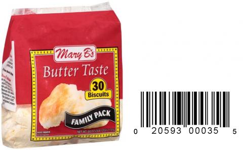 Product image and UPC 2059300035 MARY B’S BUTTERTASTE FAMILY PACK BISCUITS 60OZ.jpg