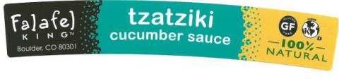 Product image, Falafel King tzatziki cucumber sauce, front old label