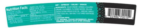 Product image, Falafel King tzatziki cucumber sauce, new rear label