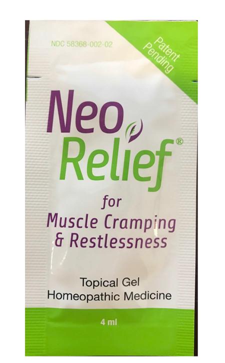 Product image, front of NeoRelif muscle cramping & restlessness, 2017 Sample Pack