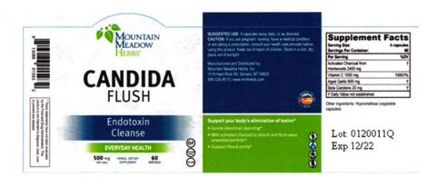 Product label Mountain Meadow Herbs Candida Flush Endotoxin Cleanse