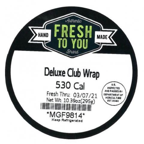 Product label, Fresh to You Deluxe Club Wrap