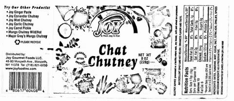 Image 1 - Product label, Joy brand Chat Chutney Net Wt 8 oz (228g)