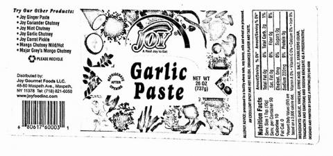 Image 2 - Product label, Joy brand Garlic Paste Net Wt 26 oz (737g)