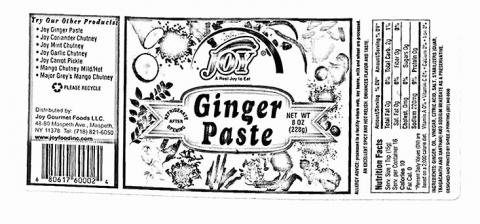 Image 2 - Product label, Joy brand Ginger Paste Net Wt 8 oz (228g)