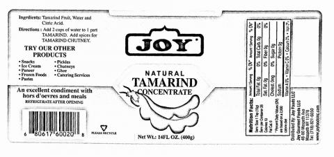 Image 1 - Product label, Joy brand Natural Tamarind Concentrate Net Wt 14 oz (400g)