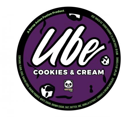 Product label, Sarap Asian Fusion Ube Cookies & Cream