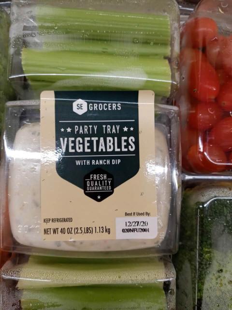 SE Grocers, Party Tray Vegetables with Ranch Dip