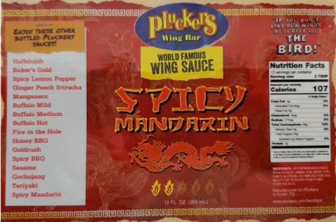 Pluckers Wing Bar World Famous Wing Sauce Spicy Mandarin 12 oz.