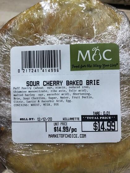 Labeling, Sour Cherry Baked Brie
