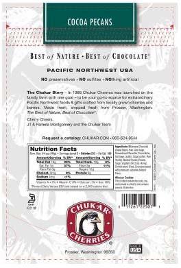 Image 2 - Ultra Dark Chocolate Cocoa Pecans, Back Label, Net Wt. 7.5 oz