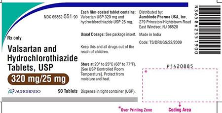 “Valsartan and Hydrochlorothiazide Tablets, USP, 320 mg/25 mg, 90 Tablets”