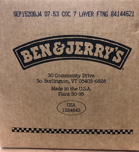 “Ben & Jerry’s Coconut Seven Layer Bar bulk tub label”