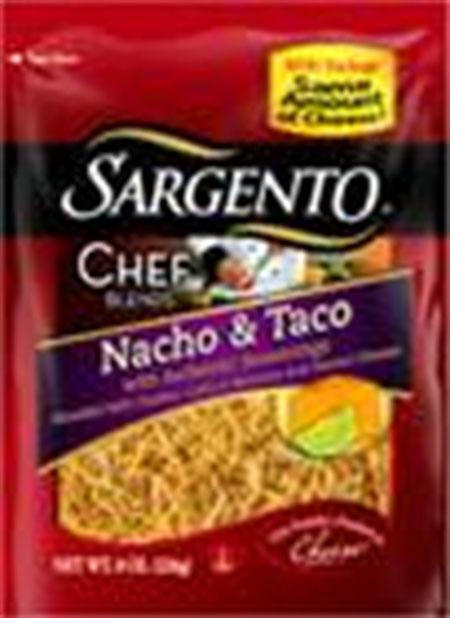 "Sargento Chef Blends Shredded Nacho & Taco Cheese, 8 oz., UPC 4610040041"