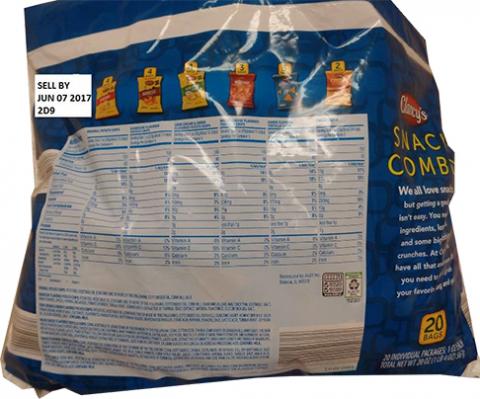 "Clancy's Snack Combo, nutrition labels for snack bags"