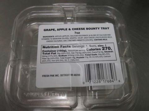 Ingredient Tray Label  Grape, Apple &amp; Cheese Bounty Tray