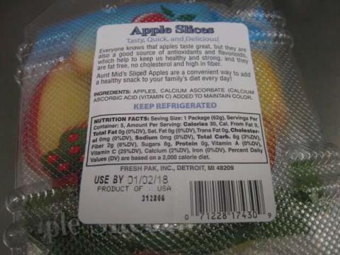 Bagged Ingredient Label   Apple Slices