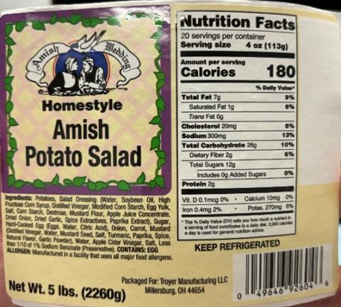 Labeling, Amish Wedding Brand, Homestyle Amish Potato Salad
