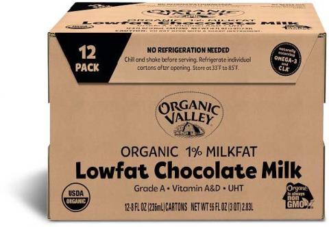 Image 2 - Organic Valley Organic 1% Milkfat Lowfat Chocolate Milk 12ct/8 fl oz cartons