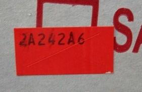 Photo of Orange Lot Code Sticker:  Lot Code 2A242A6