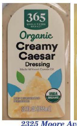 Photo 1 – Labeling, Front of packaging, 365 Organic Creamy Caesar Dressing
