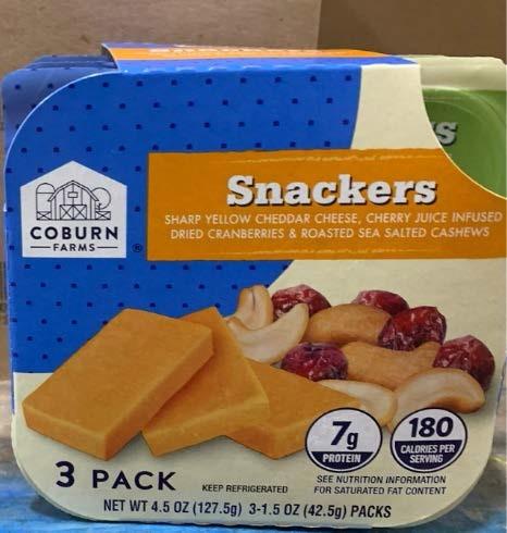 Image of Coburn Farms 4.5oz Sharp Yellow Cheddar Cheese, Cherry Juice-Infused Dried Cranberries & Roasted Sea Salted Cashews Snackers