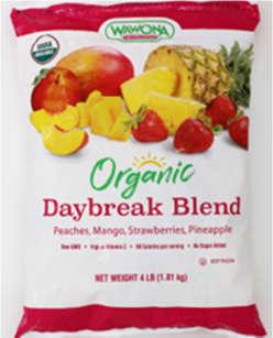 Front of bag, Wawona Frozen Foods Organic Daybreak Blend
