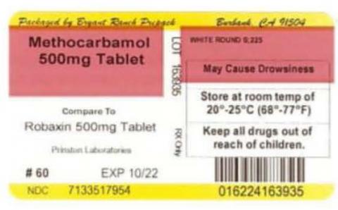 Label, Methocarbamol 500mg tablets, 60 count