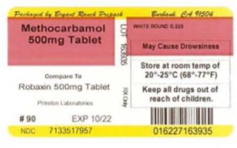 Label, Methocarbamol 500mg tablets, 90 count
