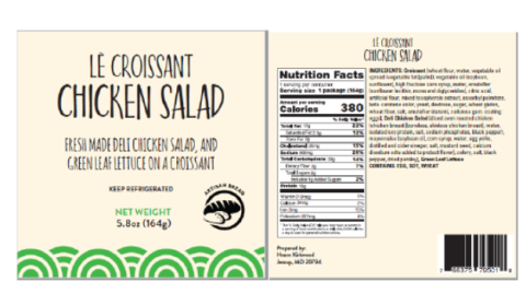 Labeling, Le Croissant Chicken Salad  - Labeling, Le Croissant Chicken Salad, Nutrition Information