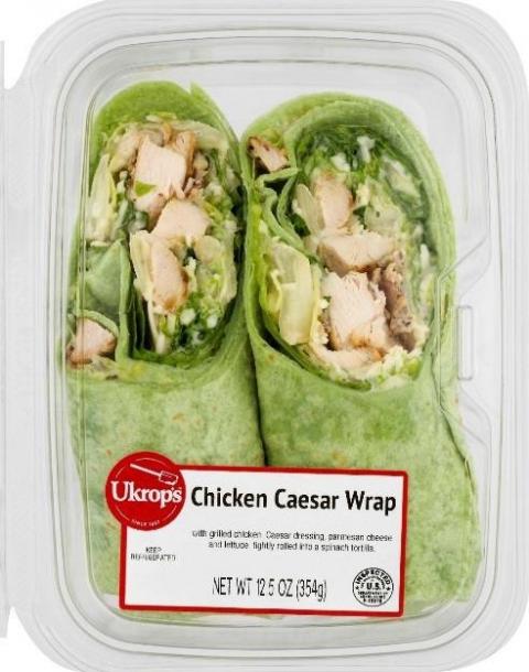 Ukrop’s Chicken Caesar Wrap – UPC 72251525064,  12.5 oz. (354g)