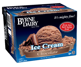 Byrne Dairy Mighty Fine Chocolate Ice cream, half gallon, product photo