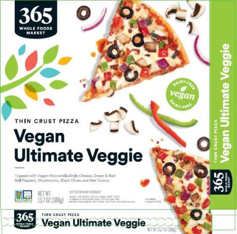 “Image of front of package, 365 Whole Foods Ultimate Veggie Pizza” 