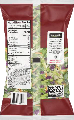 Back of package, Marketside Bacon Ranch Crunch Salad Kit